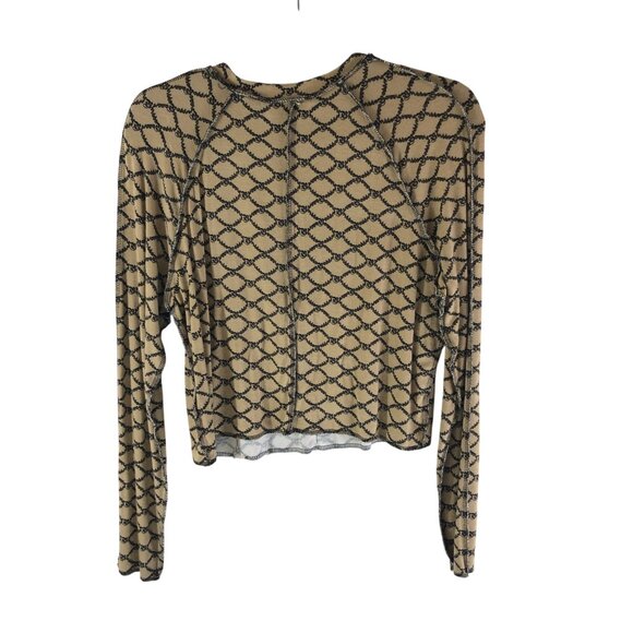 Forever 21 Beige & Black Baddie Long Sleeve Crop Top 1X - Picture 2 of 5